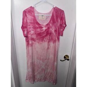 Cupio Blush Pink Tie Dye T-Shirt Dress Short Sleeve Scoop Neck XL TG EG